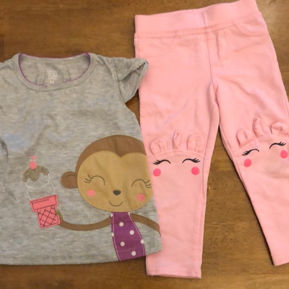 Carter's Gray and Pink Top, Colette Lily Bottom Pajama - Picture 1 of 8
